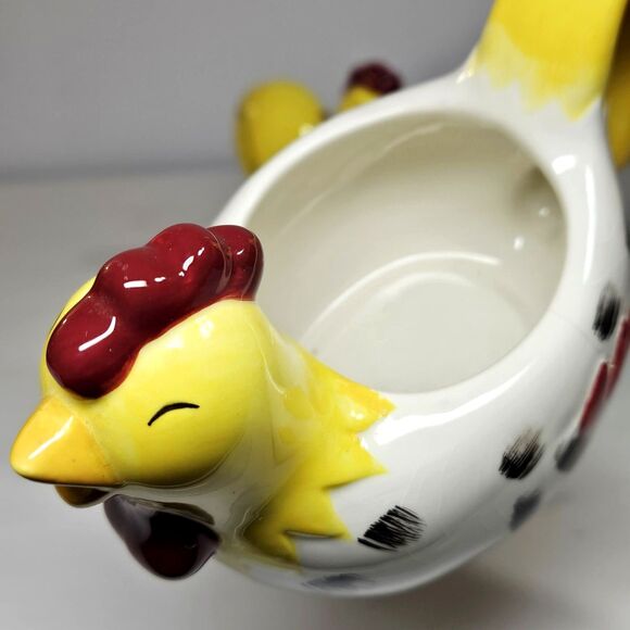 Vtg Country Roosters Creamer & Sugar Bowl Set by Chestnut Creek Chickens Yellow - Picture 6 of 12